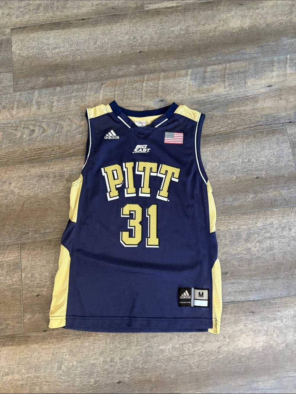 adidas Navy & Yellow PITT Basketball Jersey Kids #31